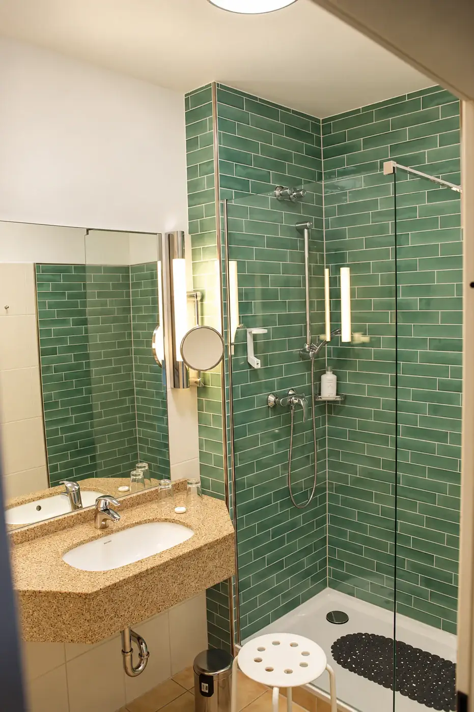Modern bathroom with walk-in shower